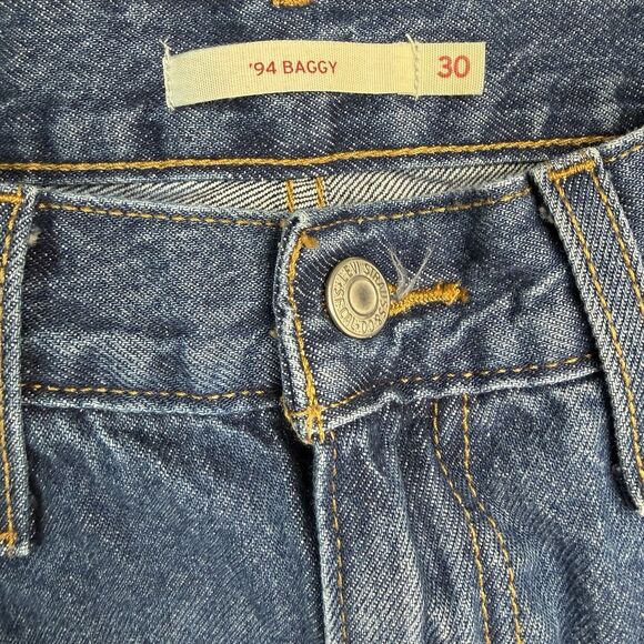 Levis '94 Baggy Jeans Women Size 30 Loose Straight 100% Cotton Factory Distress - Picture 8 of 16